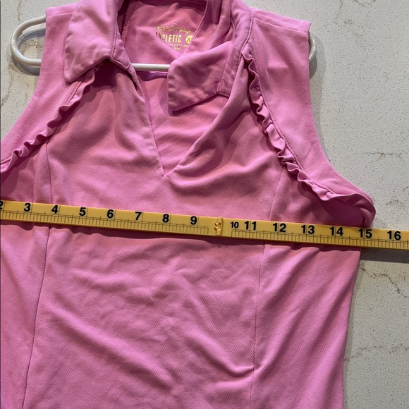 Lilly Pulitzer Pink Sleeveless Blouse with Ruffle Trim - Picture 4 of 6